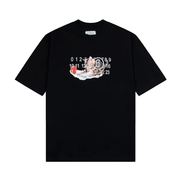 Maison Margiela Cat Print T-Shirt Black - 1