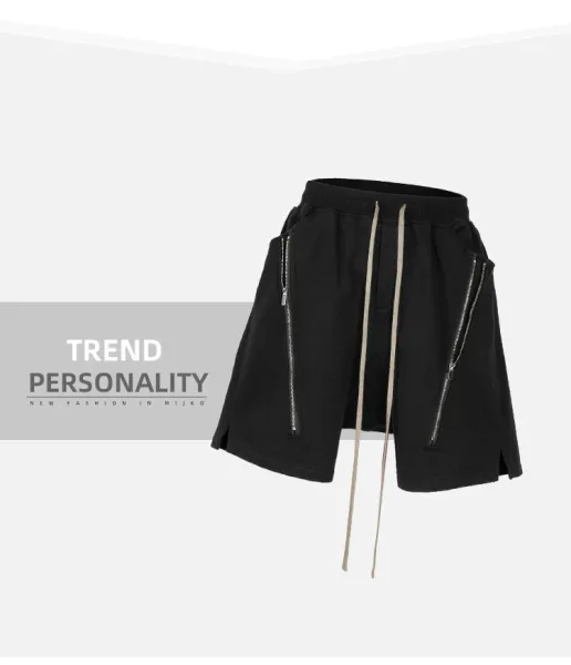 Design Mijko Zippered Drawstring Shorts Black Shorts - 10