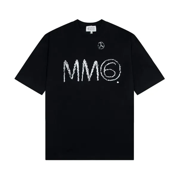 MM6 Maison Margiela Embroidered Logo Black T-Shirt - 1