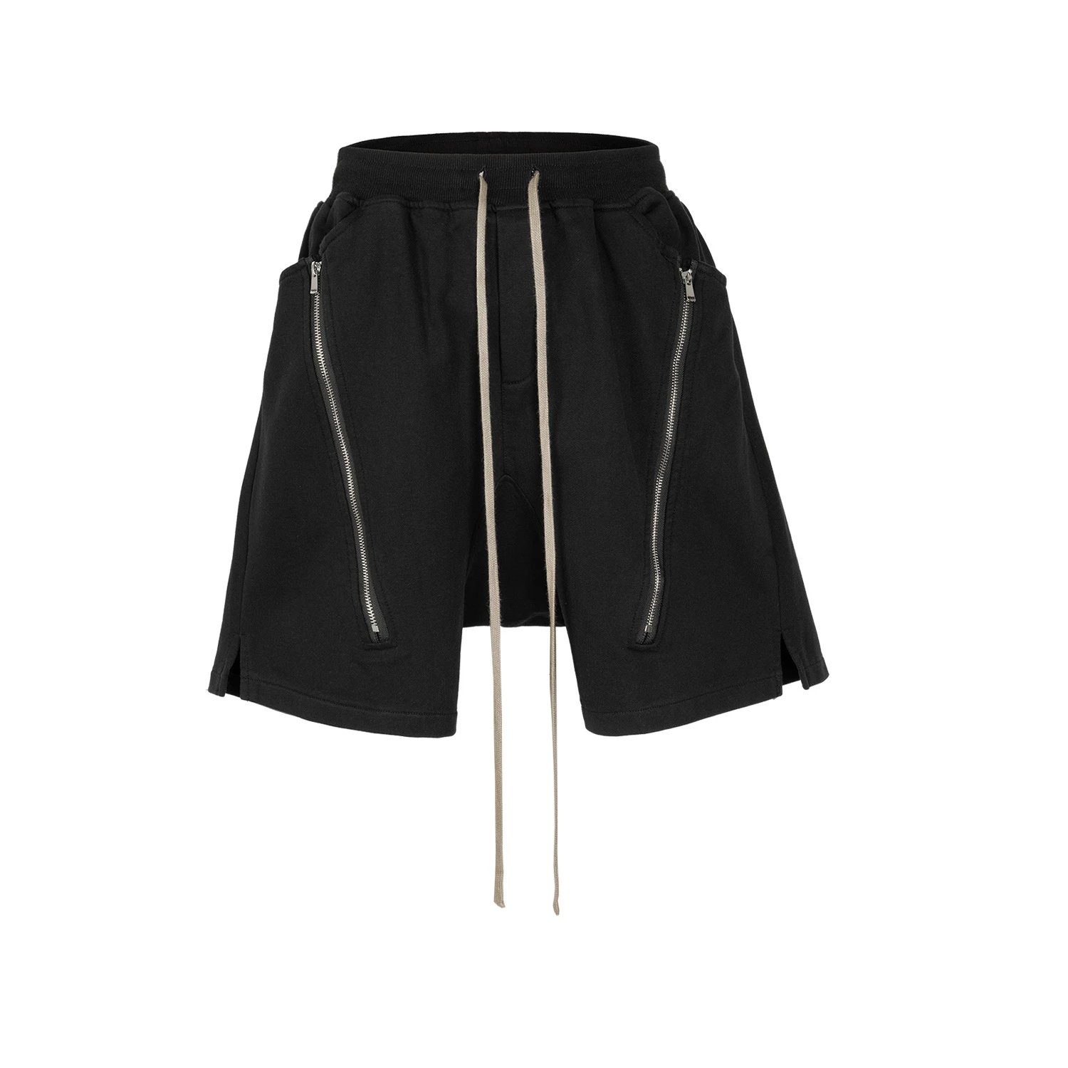 Miuko Zippered Black Streetwear Shorts