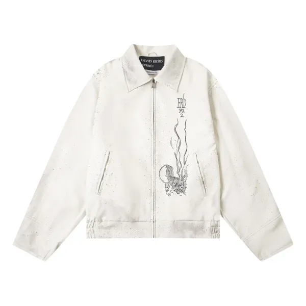 Enfants Riches Déprimés Paint-Splatter Graphic Jacket White Outerwear Jacket - 1