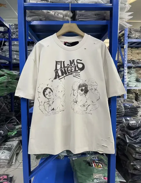 Off-White x Kitti Distressed Graphic Tee Beige T-Shirt - 39