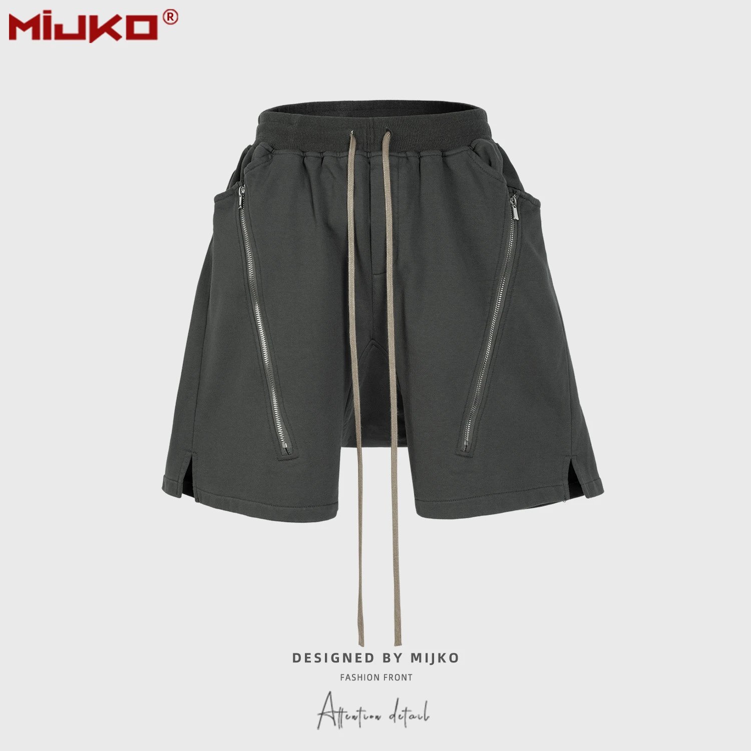 Miuko Zippered Black Streetwear Shorts