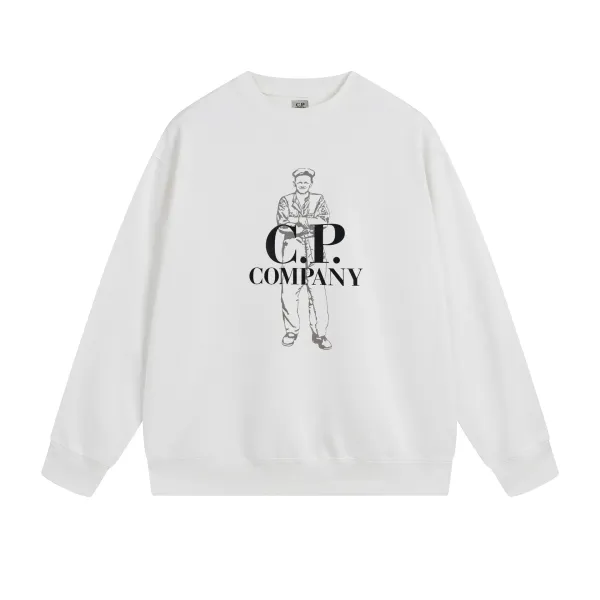 C.P. Company Graphic Print Crewneck White Hoodie - 1