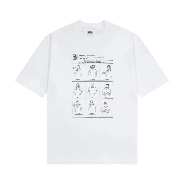 MM6 Maison Margiela Sign Language Communication Chart White T-Shirt - 1