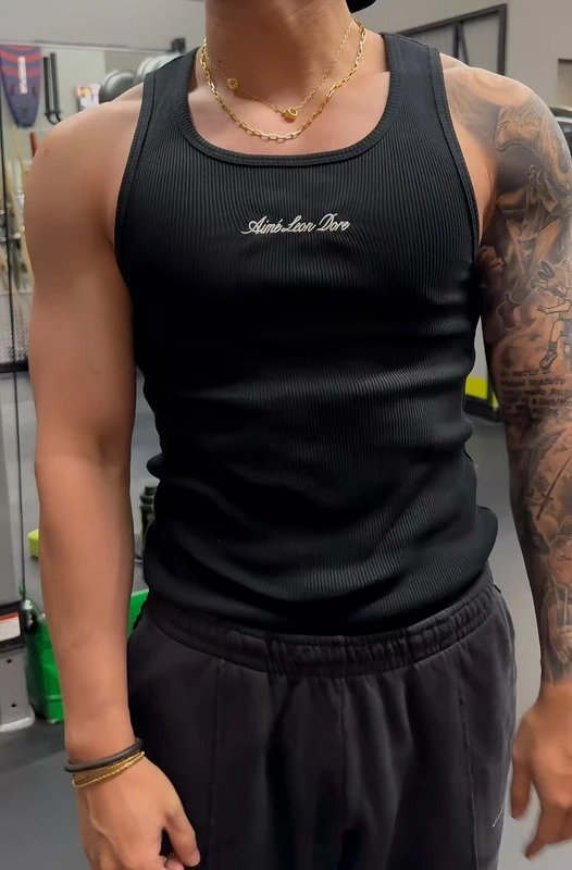 Heavy Embroidered Ribbed Tank Top photo 7