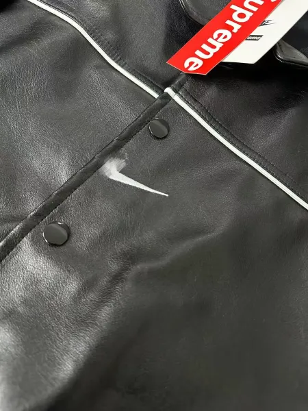Supreme x Nike Pixel Swoosh Leather Bomber Jacket Black - 15