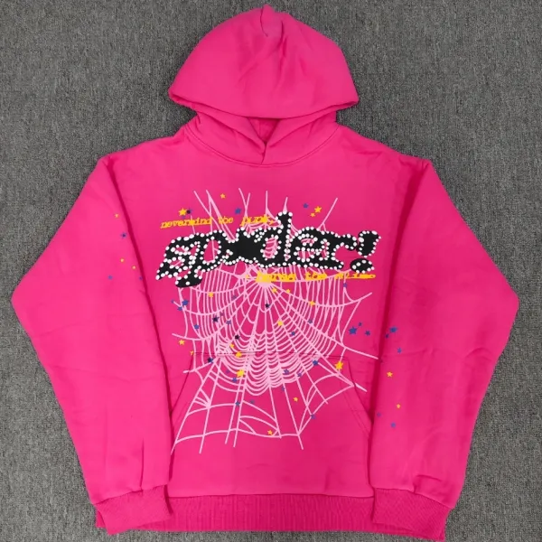 Spider! Spider Web Graphic Hoodie Pink - 1