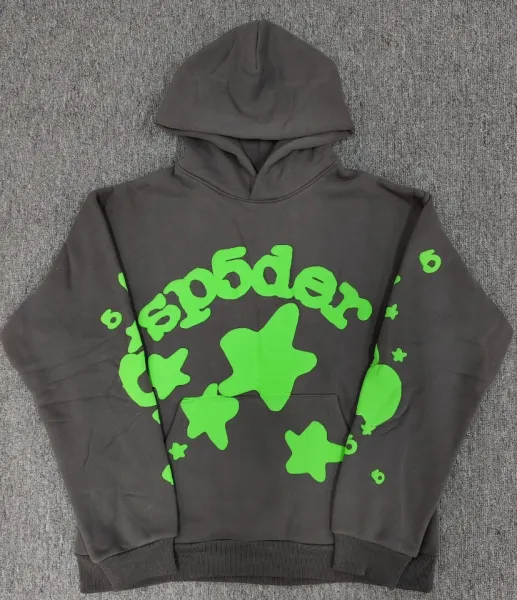SP5DER Neon Green Star Print Hoodie - 1