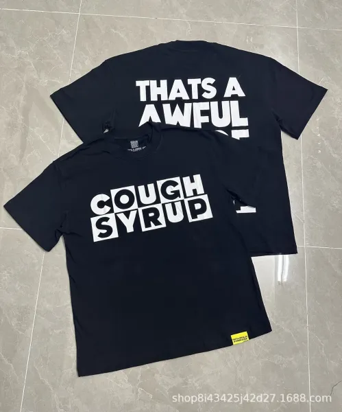 Design That's A Awful Lot of Cough Syrup T-Shirt Black T-Shirts - 1
