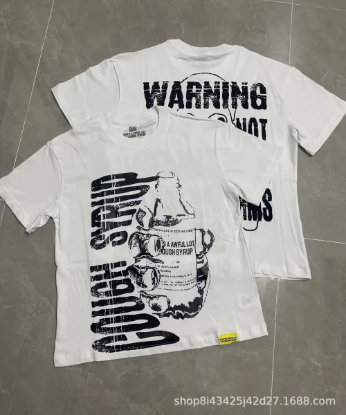Design That's A Awful Lot Of Cough Syrup Graphic Print White T-Shirt T-Shirts - 1