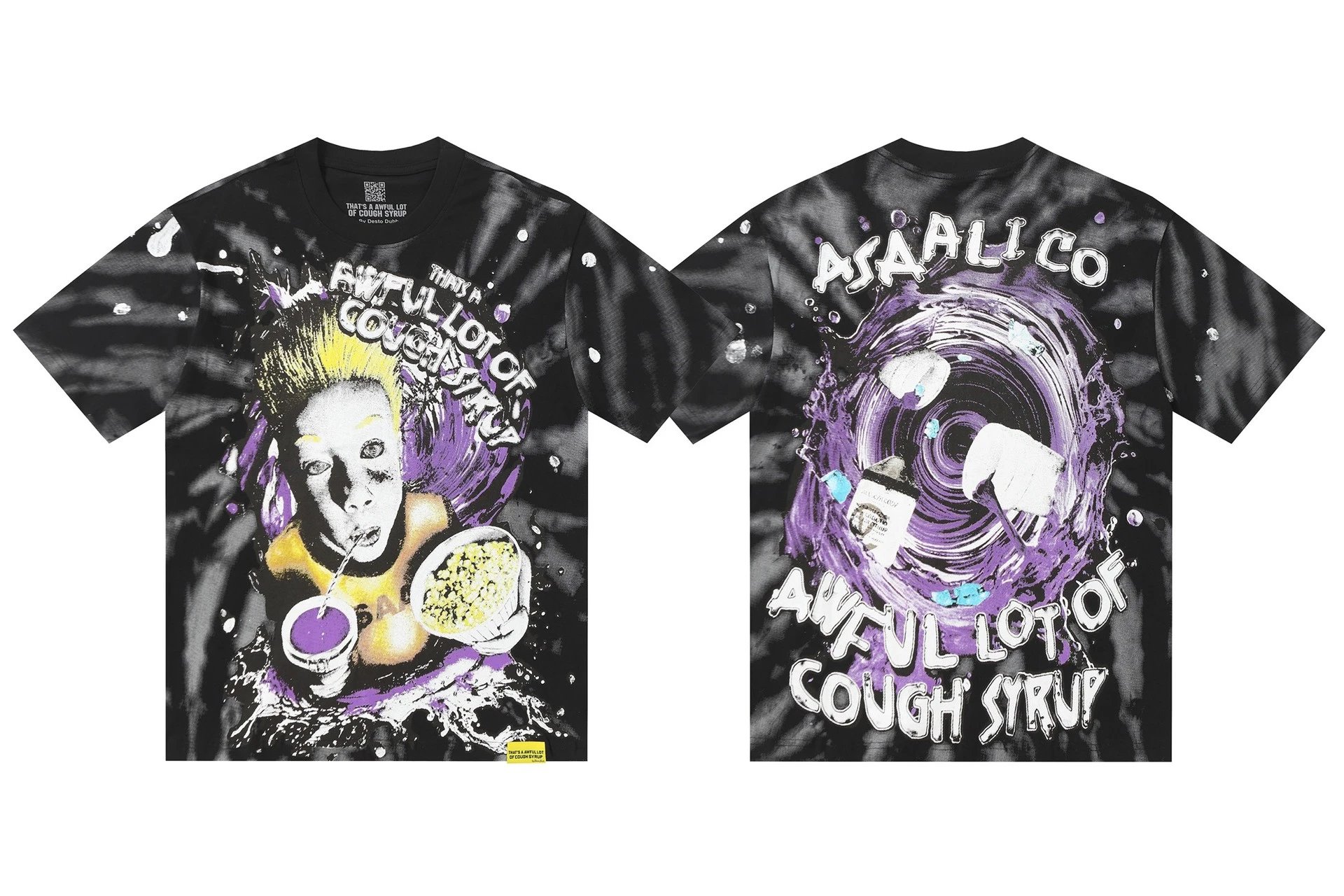 Design That's A Awful Lot Of Cough Syrup Tie-Dye Graphic T-Shirt Multicolor T-Shirts - 3