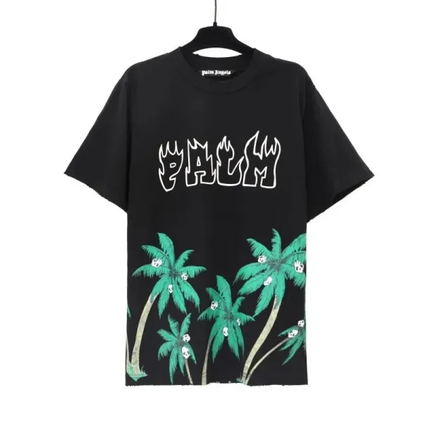 Palm Angels Palm Tree Skull Print Black T-Shirt - 1