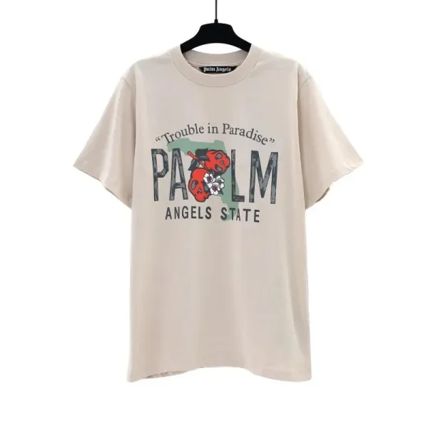 Palm Angels Trouble in Paradise Graphic T-Shirt Beige - 1