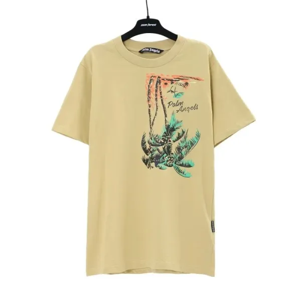 Palm Angels Palm Tree Graphic Beige T-Shirt - 1