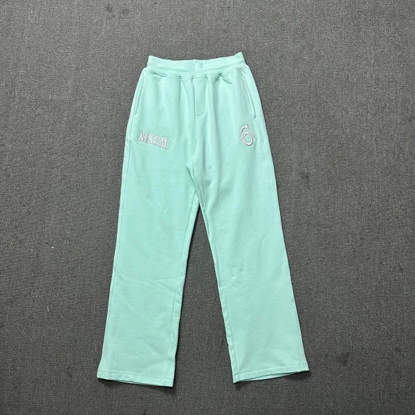 Sixpm Mint Green Embroidered Sweatpants - 1
