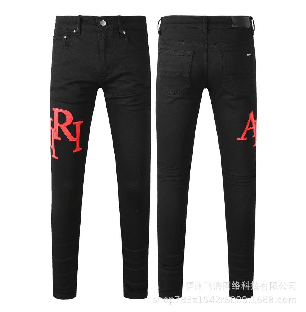 Philipp Plein x A Bathing Ape Black Red Logo Slim Fit Jeans - 1