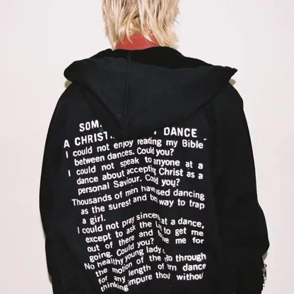 Design Vintage Washed Black Graphic Zip-Up Hoodie - 5