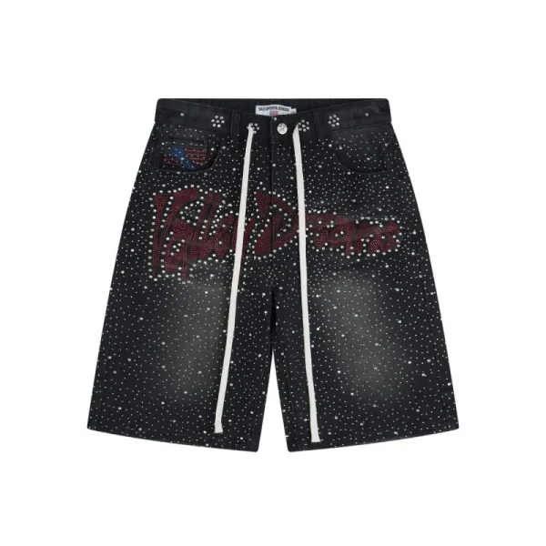 Philipp Plein Crystal-Embellished 'Wild West' Denim Shorts Black - 1