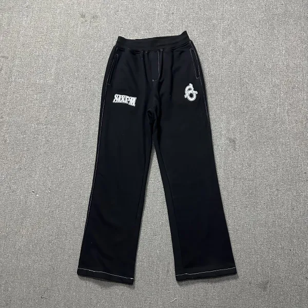 Sixpm Logo Embroidered Black Sweatpants - 1