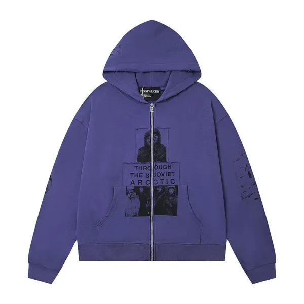 Enfants Riches Déprimés Through the Soviet Arctic Zip-Up Hoodie Purple - 1