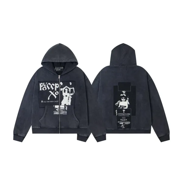 Enfants Riches Déprimés x Yale Arussian Chop Distressed Black Zip-Up Hoodie - 1