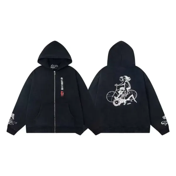 Enfants Riches Déprimés Graphic Zip-Up Hoodie Black - 1