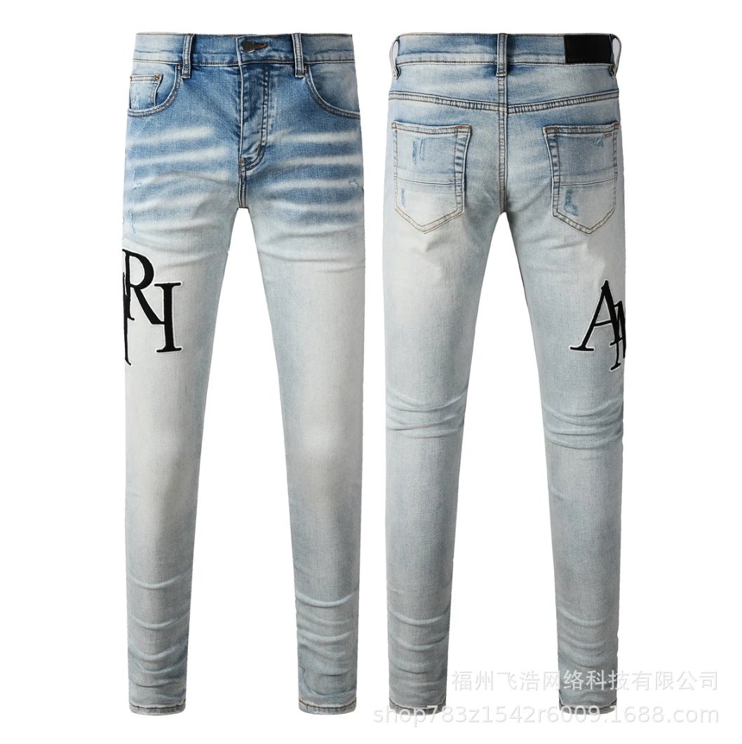 Amiri Logo Print Distressed Slim Fit Jeans - 1
