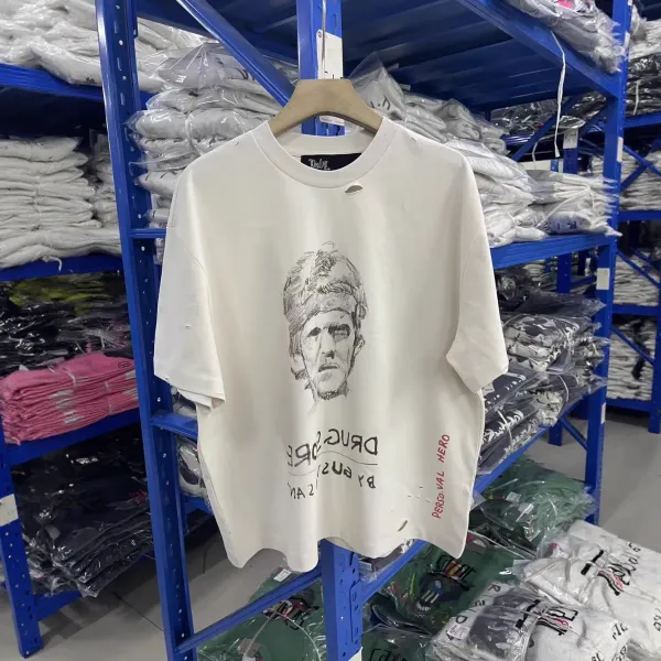 Off-White x Kitti Distressed Graphic Tee Beige T-Shirt - 4