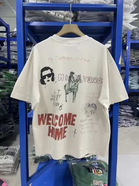 Off-White x Kitti Distressed Graphic Tee Beige T-Shirt - 34