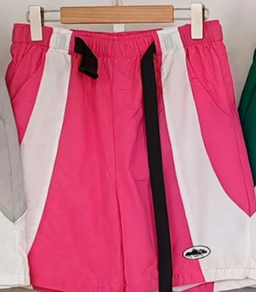 Design Color-Block Track Shorts Pink White Black - 1