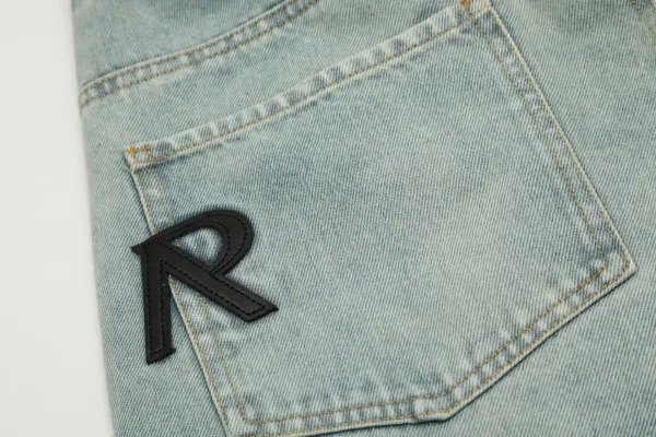 Design RR Logo Patchwork Light Wash Jeans - 16