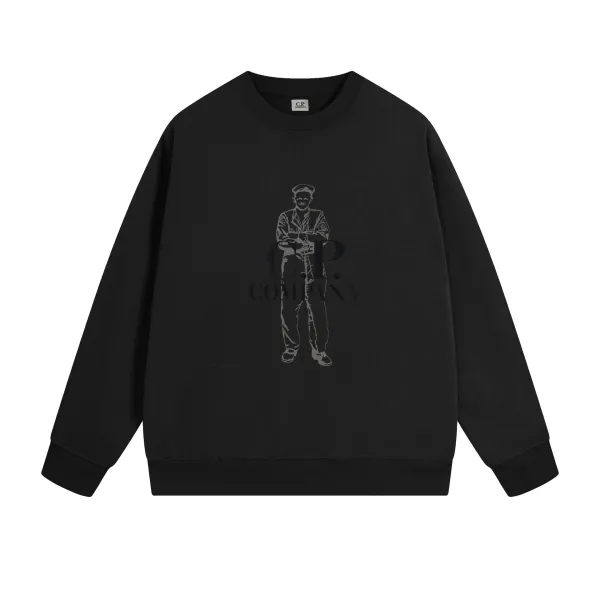 C.P. Company Graphic Print Crewneck Black Hoodie - 1