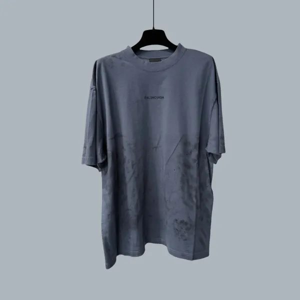 Balenciaga Distressed Washed Gray T-Shirt - 1