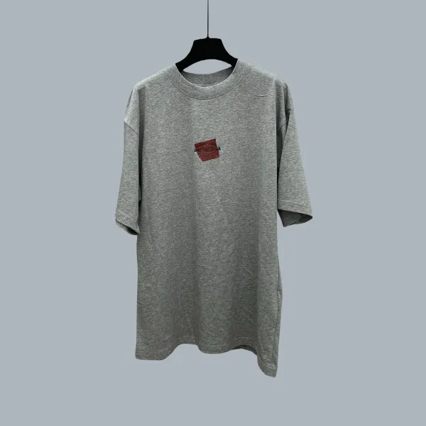 Balenciaga Logo Patch Gray T-Shirt - 1