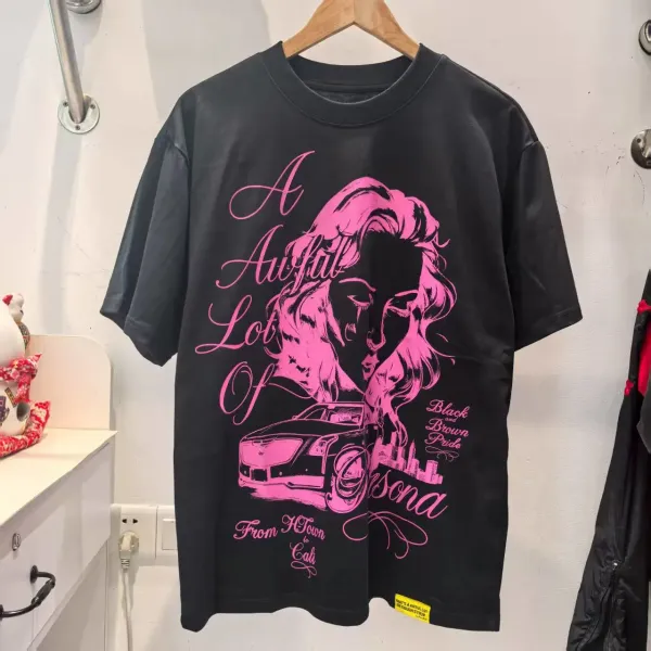 Design A Awful Lot Of Persona Black Pink Graphic T-Shirt - 1