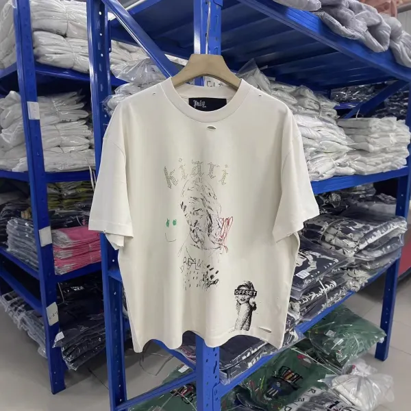 Off-White x Kitti Distressed Graphic Tee Beige T-Shirt - 6