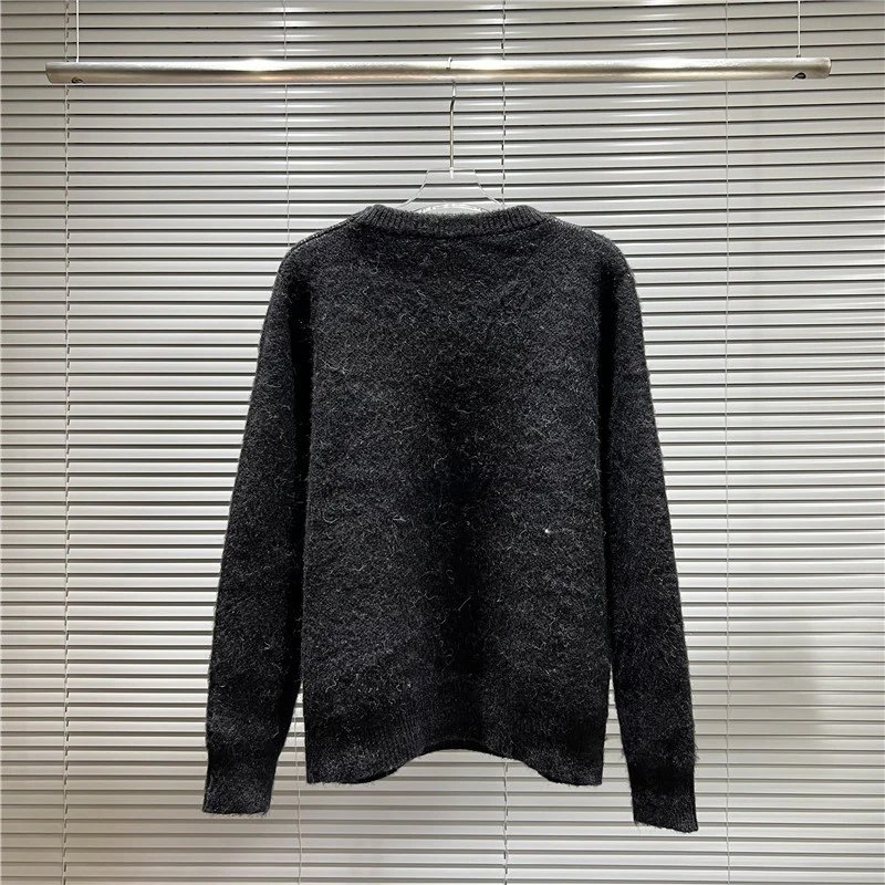 Black Knit Sweater with White Graffiti Logo Oversized Style