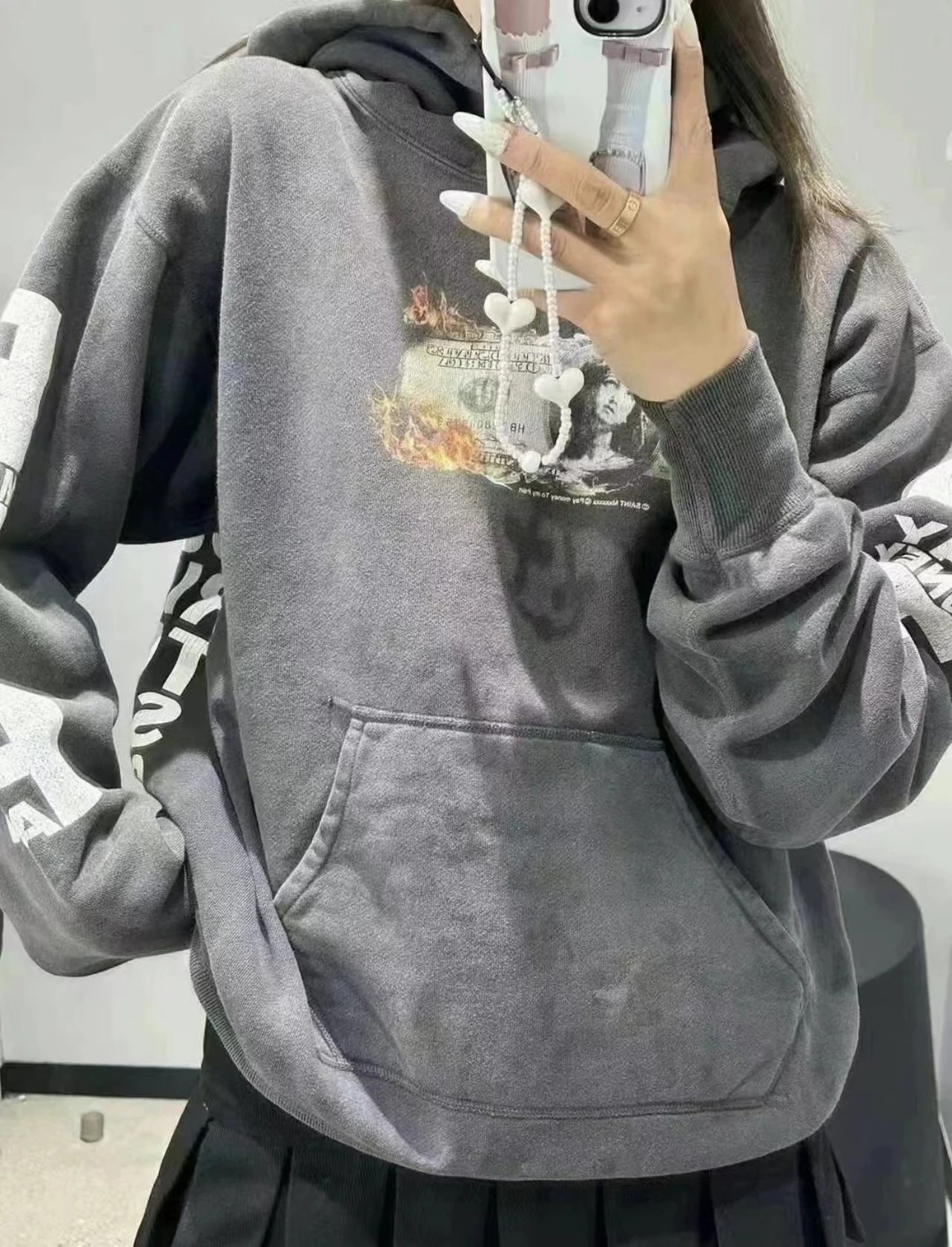 Saint Tears Graffiti Print Hoodie White - 32