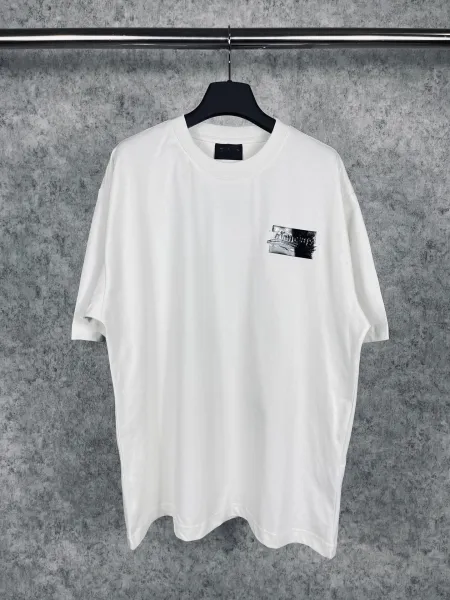 Balenciaga Distressed Logo Print White Oversized T-Shirt - 1