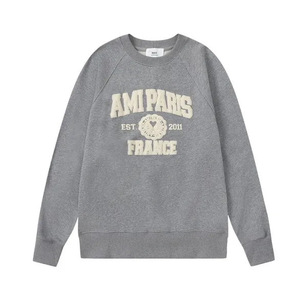 Ami Paris College Sweatshirt Gray Hoodie - 29