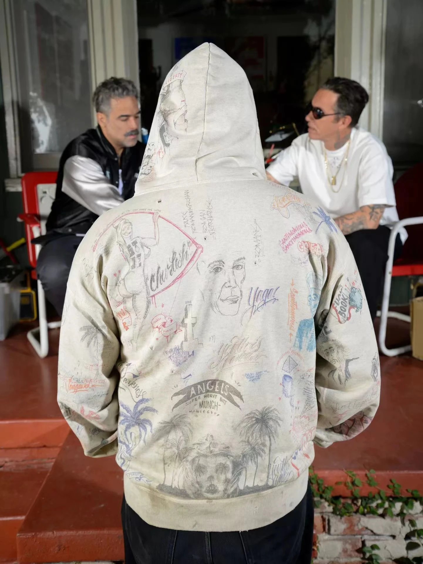 Saint Tears Graffiti Print Hoodie White - 44