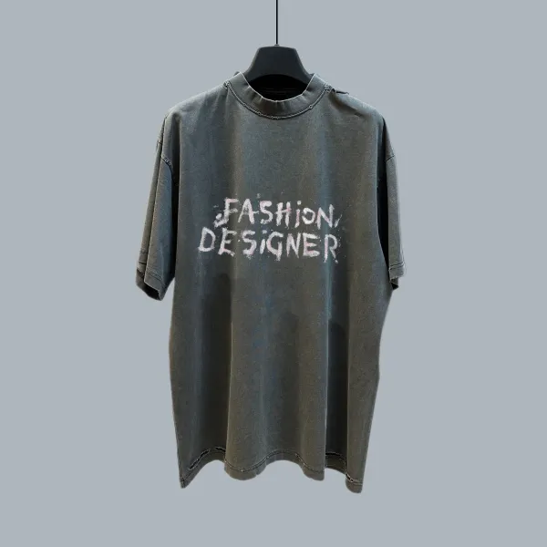 Design Fashion Designer Distressed Gray T-Shirt - 1