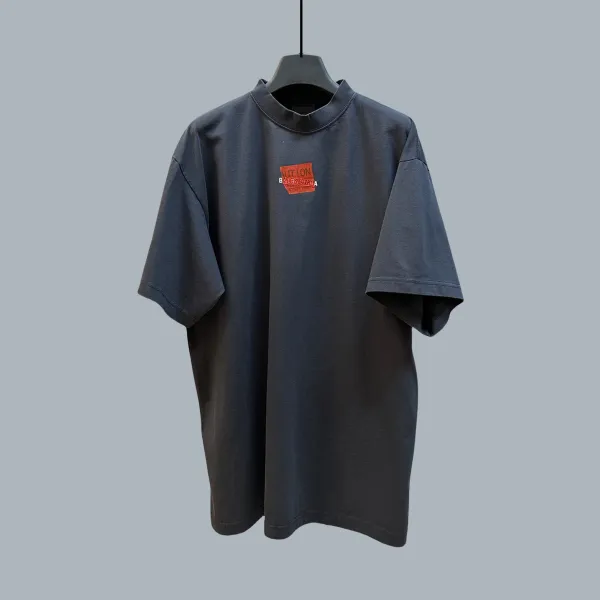 Balenciaga Logo Patch T-Shirt Charcoal Gray T-Shirt - 1