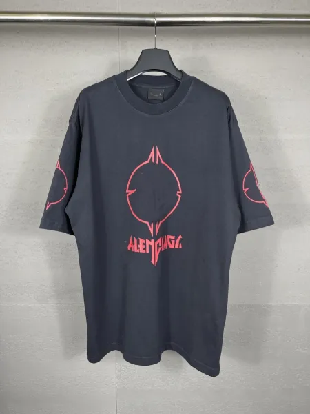 Balenciaga Logo Graphic Oversized T-Shirt Dark Gray - 1