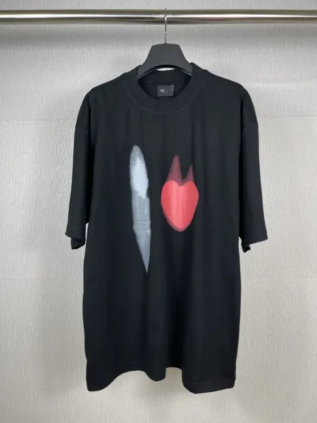 Design Heart & Feather Print Oversized Black T-Shirt - 1