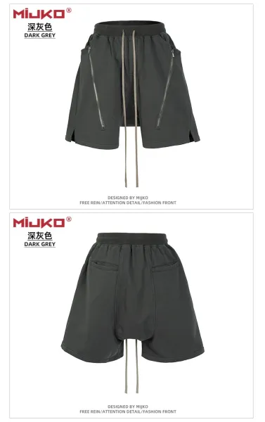 Design Mijko Zippered Drawstring Shorts Black Shorts - 19