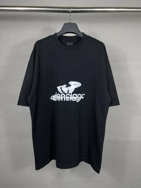 Balenciaga Logo Distortion T-Shirt Black - 1