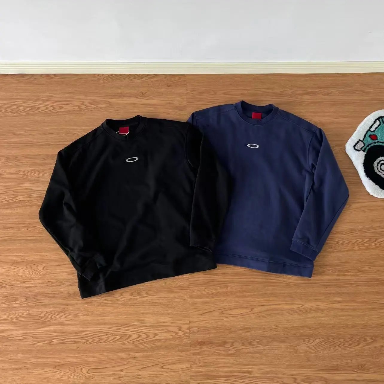 Retro round neck casual embroidery vintage thin fleece sports pullover hoodie