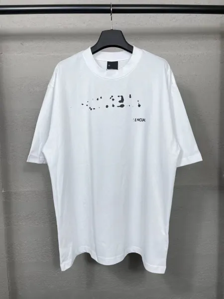 Balenciaga Distressed Logo White Oversized T-Shirt - 1